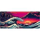 Porge Gaming Mouse Pad 90x40 Mouse Pad XXL B&uuml;y&uuml;k Oyuncu Mouse Pad Speed Mousepad (Rainbow Wave, 90x40 cm (3mm kalınlık))