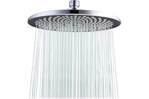 LEADAHEAD Rainfall Shower Head Fixed Showerhead 8.8-Inch Round Bathroom Rainhead Overhead Waterfall Shower Head with Adjustable Swivel Ball Joint | G1/2" Universal Fitting | ABS Chrome