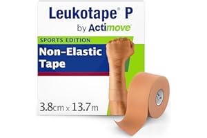 Leukotape P by Actimove Sports Edition Rigid Medical Tape for Sprains and Injury Prevention, 3.8 cm x 13.7 m, Beige, 1 Roll