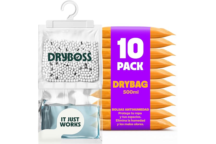 Bolsas Antihumedad Armarios XL - DRYBOSS - Deshumidificador para armario que absorbe humedad y condensación en pared, ha