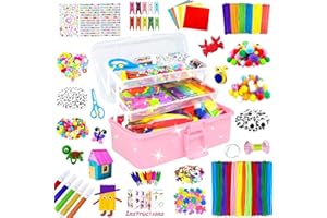 BNUZEIYI 3000 Pezzi Lavoretti Creativi per Bambini DIY Art Craft Set Scovolini Colorati per Lavoretti per Bambini Scatola artigianale 3 strati Materiale scolastico fai da te Regali per Ragazze e Ragazzi, Rosa