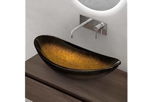 ‎DOPORRO doporro Waschbecken Glas Aufsatzwaschbecken BxTxH: 53,5x35,5x16cm in Golden Waschplatz Handwaschbecken Waschtisch Minerva08