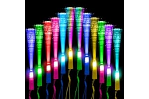 KANGTAIXIN 12 Stück Bunte LED Leuchtstäbe – Glasfaser Leuchtstab mit Batterie, Geschenkspielzeug für Kinder, Party Deko & Halloween Deko für Nachtpartys, Konzerte, Weihnachten, Karneval und Hochzeiten (Bunt)