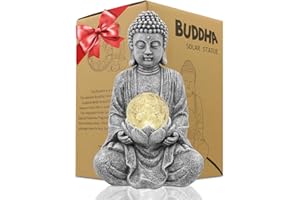 ‎YEOMOO Yeomoo Meditation Buddha Figure Garden Decoration for Outdoor Use - Zen Buddha Decoration Large with Solar Lamp Glass Ball Figures Gifts for Mum/Women Japanese Decoration for Balcony, Garden, Patio