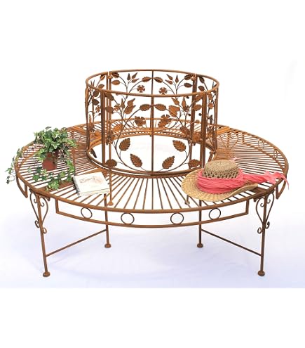 DanDiBo Banc De Jardin Semi-Circulaire En Métal Résistant Aux Intempéries Marron 125 Cm