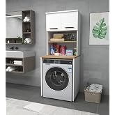 ENDA HOME COLLECTION &Ccedil;amaşır Makinesi Dolabı 3 Raflı Kapaklı Banyo Dolabı Beyaz - Atlantik &Ccedil;am