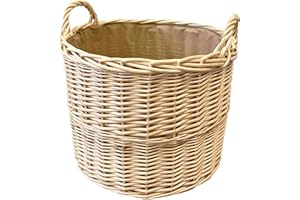 ARTHUR CAMERON Panier circulaire rond en osier avec doublure et poignées (petit, naturel)