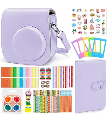 Meetikar Étui Instax Mini 12 Avec 64 Poches Album Photo + Accessoires Filtres Et Cadres - Vert