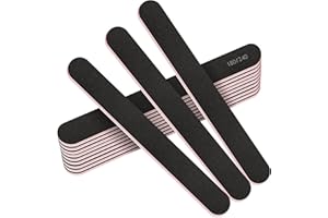 Stadux 12 PCs Professional Nail Files Double Sided Emery Boards 180/240 Grit, Fingernail Files for Natural/False Nails, Nail Styling Set for Home and Salon Use - Black