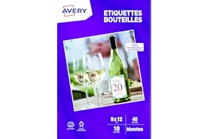 AVERY - 40 Étiquettes Autocollantes Personnalisables pour Bouteille - Format 120 x 90 mm - Impression Jet d’Encre