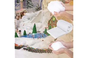 PURPLE STAR 280G Weihnachten Kunstschnee und 45 x 240Cm Schneedecke - 140G Glitzernder Streuschnee 140G Flauschig Schneewatte und Schneematte für Weihnachtsbaum,Weihnachtsdorf,Tischläufer, Feiertagsdeko