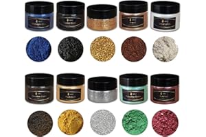 ‎AARTSZ Epoxidharz Farbe Metallic (10x20g Multicolor with Glitter) Set, AArtsZ Mica Powder Pulver, Epoxy Resin Farbe, Pigment, Farbpigmente, Pigmentpulver Farben für Kosmetisches Qualität, Niveau Lipgloss