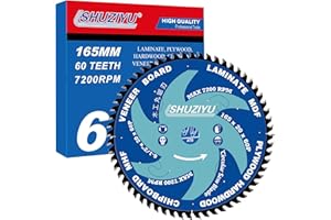 LSHUZIYU, 165mm-60T, Taglio Sottile 1.6mm. Foro Centrale Da 20mm Con Rondella Da 15.88mm. Lama Per Sega Circolare Per Legno, Per Sega A Batteria Makita Hikoki Milwaukee Bosch Dewalt.