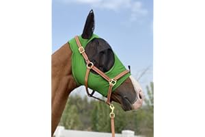 TGW RIDING Masque anti-mouches pour cheval super confortable, élastique avec oreilles (taille M, vert chasseur)