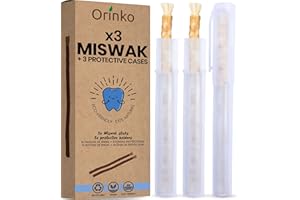 ORINKO Siwak x3 z 3 etui ochronnymi, 100% naturalna szczoteczka do zębów, środek czyszczący, dezynfekujący i wybielający, ekologiczny, biodegradowalny i wegański, darmowy ebook