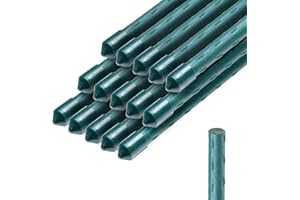KADAX Tutores de Acero Plastificado para Soporte de Plantas Trepadoras, Estacas para Tomateras, Accesorios de Jardín y Huerto (15, 180 cm x 11 mm)