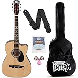 Intern INT-38C-NT-G 38 Incheses lindenwood Right Handed Acoustic Guitar Kit With Bag, Strings, Pick And Strap (Natural, 6-Strings): 