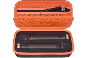 ANKHOH Drahtlose Mikrofonhülle für JBL Drahtlose Zwei Mikrofonsystem DIY Schaum Passt auch zum Singen für TONOR für Shure für Bietrun für ALPOWL, Reciver, Audiokabel, Netzkabel- Small(Nur Box) (orange)
