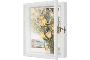 Love-KANKEI Shadow Box Frame 20×25cm Memory Box 3.6cm Deep with Glass Window, 3D Wooden Display Case for Medal, Tickets, Gifts, Photos, Dried Flower, White