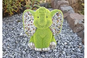 Garden Mile Elefante decorativo erba e pietra effetto resina ornamento da giardino esterno decorazione interna novità scultura figura statua animale autoportante statua figurina