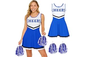 Redstar Fancy Dress Abito da cheerleader con pompon – Divisa femminile per feste in maschera – Outfit sportivo stile cheerleader per eventi, cosplay o Halloween