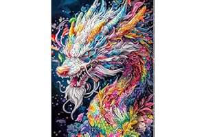KEYIFA Dragon Coloré Peinture par Numéros pour Adulte, Kits de Peinture au Numéro avec Acrylique et Pinceaux, DIY Creatif Toile Paint by Numbers Kits, Décoration de Maison 30x40cm