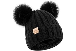 Tontuland Kinder Winter Beanie Mütze Warme Skimützen mit Bommel Fleece gefüttert Kinder Strickmütze für Jungen Mädchen