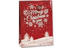 bambelaa! 12 pezzi di alta qualità motivo natalizio Merry Christmas Sacchetti di carta sacchetti regalo praesent Sacchetto di carta Natale Carta Da 157 G, lucido (circa 25 x 8,5 x 34 cm)