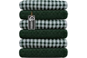 Casabella Pack Of 6 Terry Towelling Cotton Kitchen Tea Towels. Soft, Highly Absorbent Dish Towels & Bar Towels Unbeatable Price (6 Pieces Set, Green)