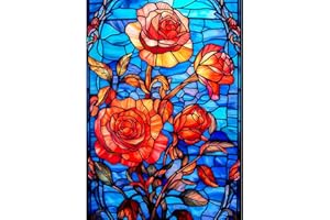 AIRDEA Vidrieras de Rosas 5D DIY Diamond Painting Kit Completo, Bordado Rhinestone Diamantes Punto de Cruz Artes Cuadros Pintura para Adultos Decoración de Pared 30x40cm