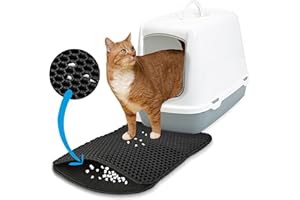 Katzenklo Matte Schwarz XS : Katzenmatte 30x40cm Waschbar Extra Klein – Katzenstreu Auffangmatte – Platzsparende Katzentoilette Matte – Katzentoilette Vorleger – Katzenklomatte von Inovida