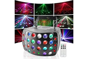 Eagou Diary Jeux de Lumière Pour Soirée,Effet Lumineux RGBW 4 en 1,22 Faisceaux LED,Lumière de Fête de 36W DMX512,Adapté Pour la Maison et Les Bars.