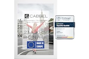 CABBEL opakowanie pojedyncze (1 szt.) Ramka na zdjęcia DIN A4 21x30 drewniana ramka MDF w kolorze białym | z nietłukącą pleksi/nowoczesna