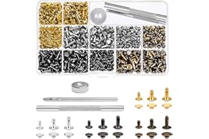 ARCPNRT Rivetto in Pelle, 12mm 8mm 6mm, Rivetti per Pelletteria, 240 Set Borchie Decorative Ribattini, 4 Colori Rivetti per Cuoio, Ribattini per Cuoio Rivetti Cavi, per Borse, DIY, Jeans, Scarpe, Riparazioni