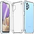 Ferilinso Cover per Samsung Galaxy A32 5G / M32 5G + 2 Pezzi Pellicola Protettiva Vetro Temperato [Transparente TPU Custodia]