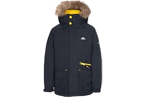 Trespass Boys Padded Waterproof Jacket Detachable Hood Parka Style Raincoat Windproof Hooded School Coat Upbeat