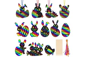 ‎MELLIEX MELLIEX 36 Stück Kratzbilder für Kinder, Ostern Basteln Kinder Kratzpapier Ostereier Scratch Art für Ostern Dekoration DIY Handwerk