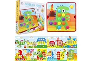 DiiWmme Fine Motor Skills Toys for Toddlers 1-3, Button Art Toy with 46 Pegs and 12 Cards, Montessori Learning Games for 2-4 Year Olds, Color Matching Puzzles for Preschool Boys and Girls (Style B)