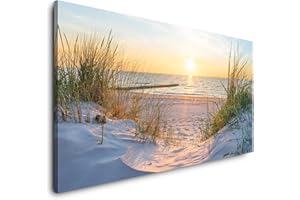 Paul Sinus Art Sonnenuntergang an der Ostsee 120x 60cm Panorama Leinwand Format Wandbilder Wohnzimmer Wohnung Deko Kunstdrucke