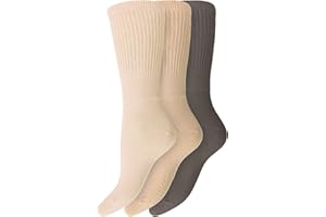SOCKSMAD Ladies Non Elastic Diabetic Socks 4-8 Hand Linked Toe Seam 80% Cotton Soft Extra Wide Top Grip (Pack of 3) (4-8, Assorted)
