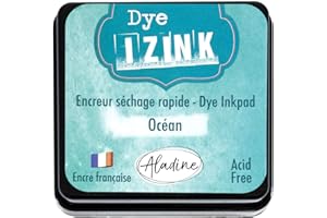 Aladine - Encreur Izink Dye Océan - Encreur à Séchage rapide pour Tampons et Pochoirs - Scrapbooking et Carterie Créative - Encre Française - Taille M - 5 x 5 cm - Couleur Océan Turquoise 19262
