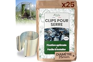 MILYTEC Lot de 25 Clips pour Serre Diamètre 25mm en Acier galvanisé, Clips de Fixation en Métal pour Bâche de Serre Tunnel pour Jardin, Protection semis et Plantations, Résistance au Vent et Tempêtes