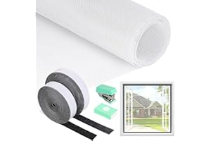 PITMT Zanzariera Finestra, 120x250cm Rete Zanzariera Nessuna Perforazione, Zanzariera in Fibra di Vetro con Nastro adesivo, Zanzariere per Finestre per Soggiorno Finestra da Tetto porta Balcone