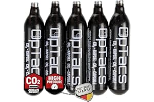 ‎OPTACS OpTacs CO₂-Kapseln 12g – 5 Stück – für Airsoft, Softair und Luftdruckwaffen – sauber versiegelt, konstante Leistung, rückstandsfrei, korrosionsgeschützt, 12g-System kompatibel
