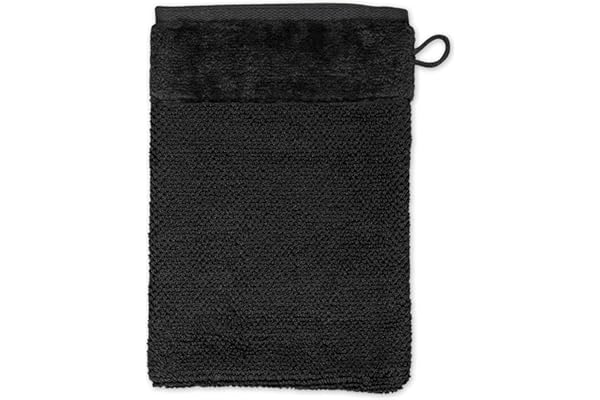 MÖVE Bamboo Luxe Gant de Toilette 15 x 20 cm, Fabriqué en Allemagne, 60% coton / 40% viscose en pulpe de bambou, Black (Noir)