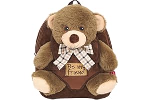 Plecak z Pluszową Maskotką Zwierzątkiem Dzieci 3 4 5 Lat - Miękki Tornister z Zabawką Dla Chłopczyka i Dziewczynki Przedszkola - Folder Szkolny Rozmiar 21x27x9 cm PERLETTI