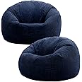 icon Kingston Cord Bean Bag, Set of 2, Navy Blue, Large Adult Bean Bag Chair with Filling Included, Comfy Chair, Living Room Furniture, Bedroom Furniture