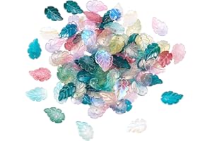 Airssory 100 Pcs Transparent Glass Crystal Charms Pendants Mixed Style Leaf for Jewelry Making DIY Crafts Accessories - 23.5x15mm