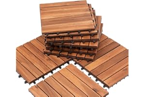 ‎RANDACO Randaco Holzfliesen, Terrassenfliese aus Akazien Holz 30x30 cm, 55-er Kachel Set,5m² Balkonfliesen mit Drainage für Outdoor, Garten, Terrasse Gartenfliesen