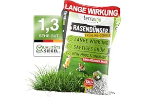 TerraUno Rasendünger Frühjahr/Sommer I Sofortwirkung für saftiges grün I 20 kg für 1000 m² I gesunder Rasen verdrängt Moos und Unkraut I NPK Dünger Rasen I Gegen Trockenstress I Für den Streuwagen